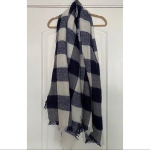 Aerie Navy Plaid Blanket Scarf